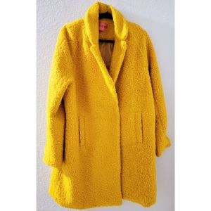 Catherine Malandrino Mustard boucle teddy coat Large fuzzy fur